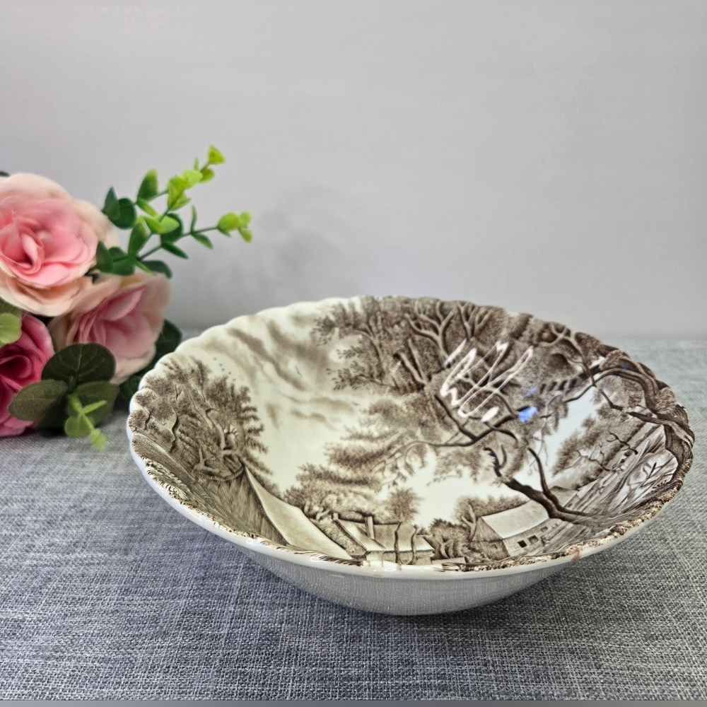 Vintage Johnson Brothers Watermill Brown Ironstone Vegetable Bowl,‎ England